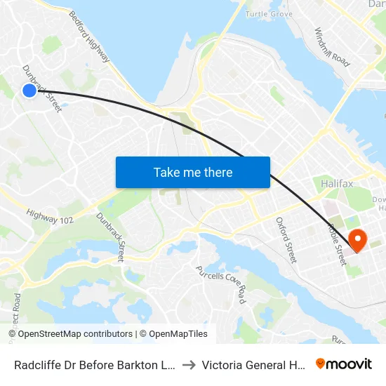 Radcliffe Dr Before Barkton Ln (8159) to Victoria General Hospital map