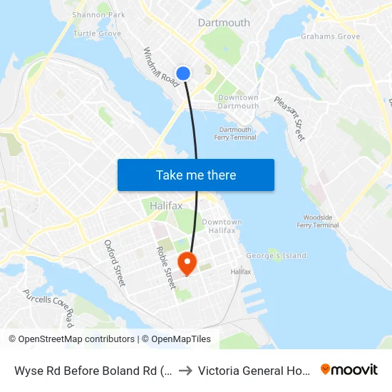 Wyse Rd Before Boland Rd (8621) to Victoria General Hospital map