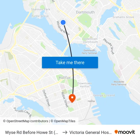 Wyse Rd Before Howe St (8622) to Victoria General Hospital map