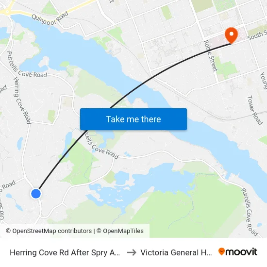 Herring Cove Rd After Spry Ave (6845) to Victoria General Hospital map