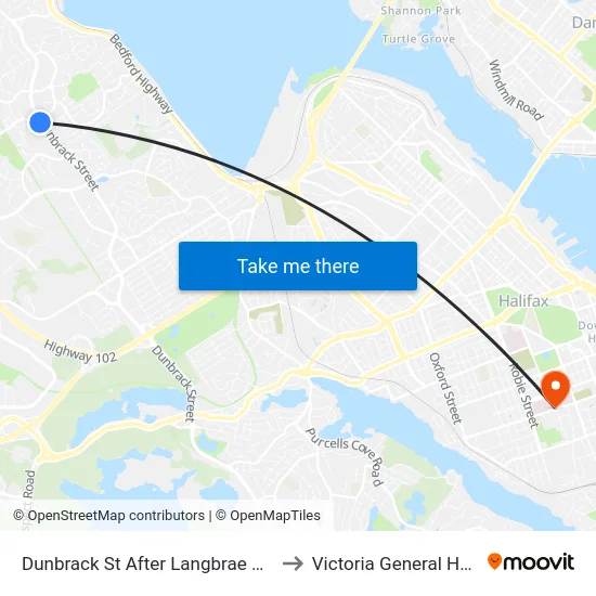 Dunbrack St After Langbrae Dr (6596) to Victoria General Hospital map