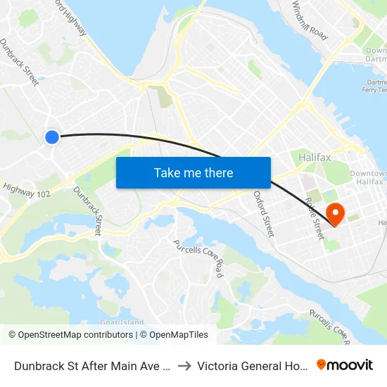 Dunbrack St After Main Ave (6597) to Victoria General Hospital map
