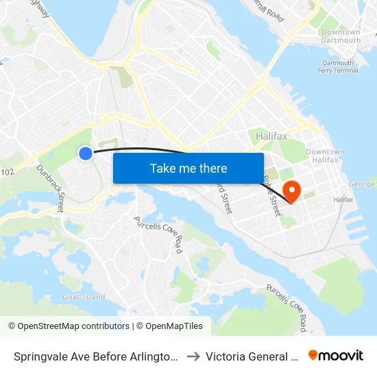 Springvale Ave Before Arlington Ave (8346) to Victoria General Hospital map