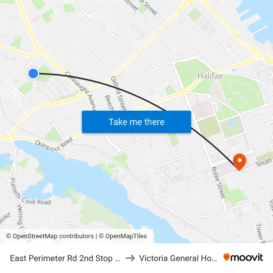 East Perimeter Rd 2nd Stop (6618) to Victoria General Hospital map