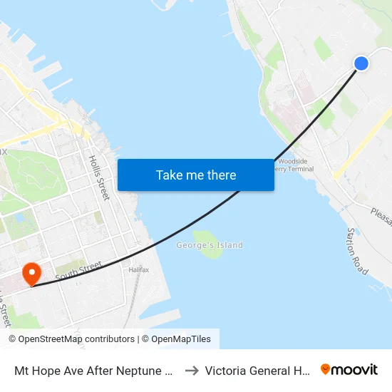 Mt Hope Ave After Neptune Cr (8893) to Victoria General Hospital map