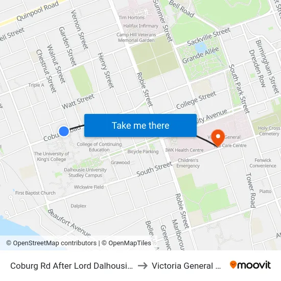 Coburg Rd After Lord Dalhousie Dr (6447) to Victoria General Hospital map