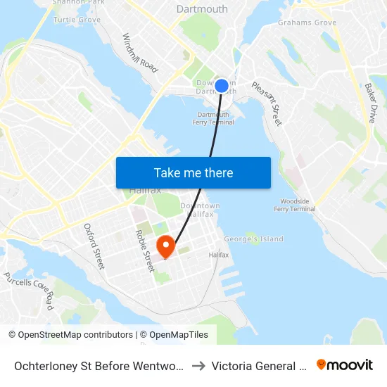 Ochterloney St Before Wentworth St (7389) to Victoria General Hospital map