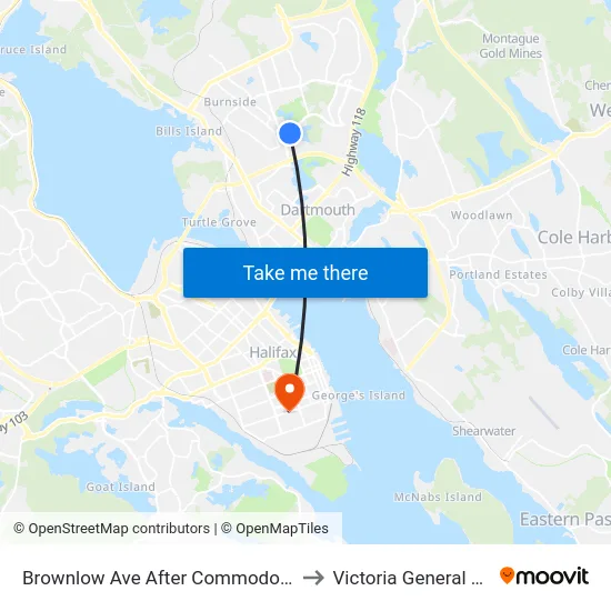Brownlow Ave After Commodore Dr (6323) to Victoria General Hospital map