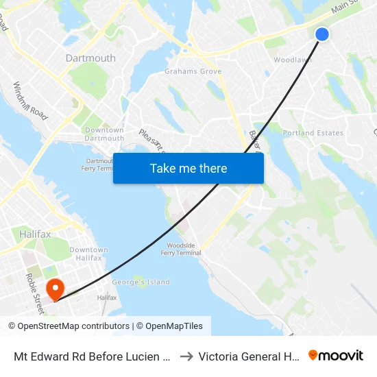 Mt Edward Rd Before Lucien Dr (7257) to Victoria General Hospital map