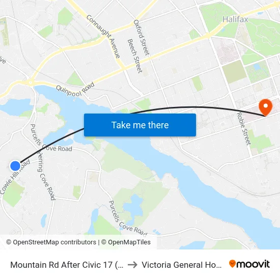 Mountain Rd After Civic 17 (7253) to Victoria General Hospital map