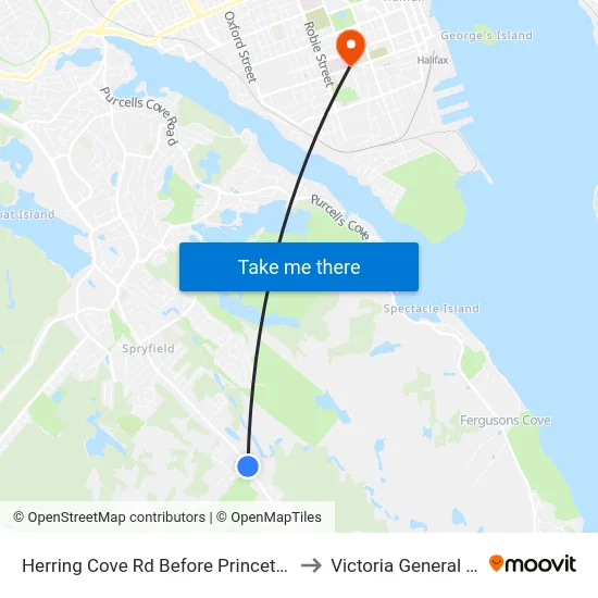 Herring Cove Rd Before Princeton Ave (6855) to Victoria General Hospital map