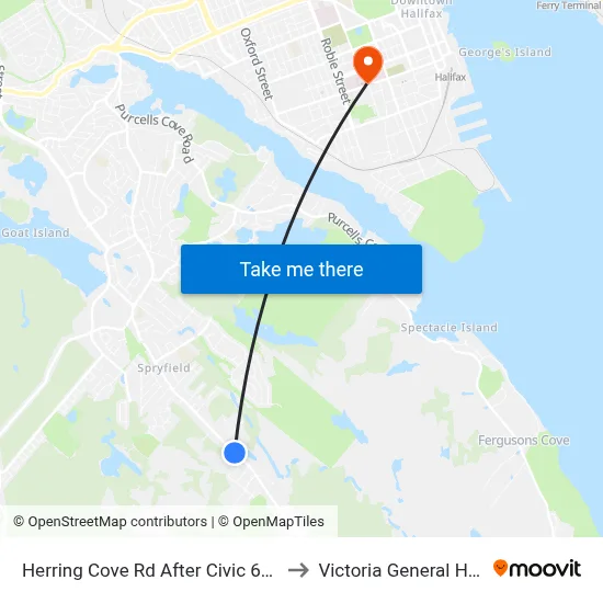 Herring Cove Rd After Civic 600 (6854) to Victoria General Hospital map