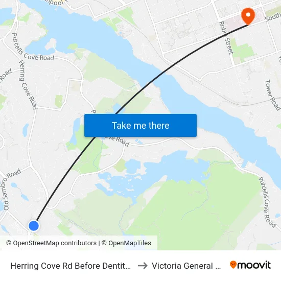 Herring Cove Rd Before Dentith Rd (6853) to Victoria General Hospital map