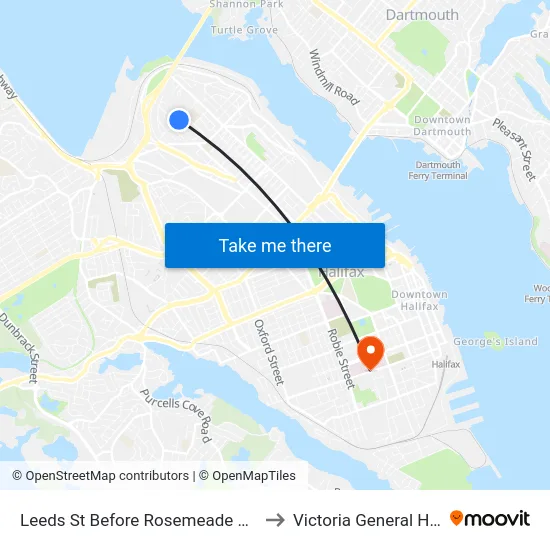 Leeds St Before Rosemeade Ave (7131) to Victoria General Hospital map