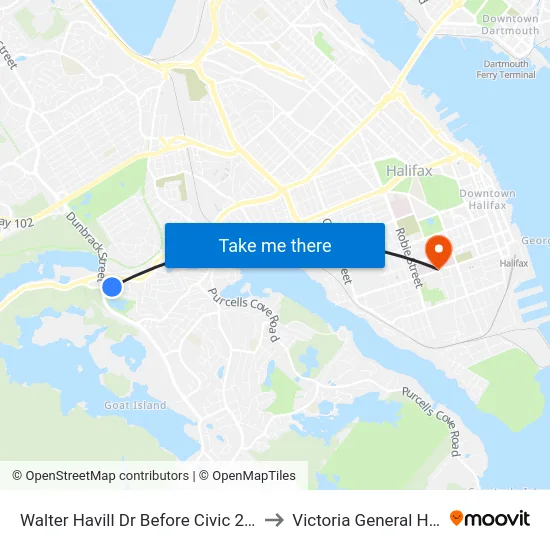 Walter Havill Dr Before Civic 201 (8806) to Victoria General Hospital map