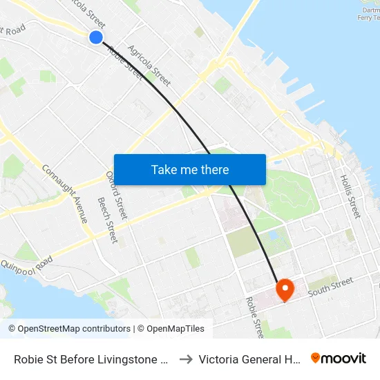Robie St Before Livingstone St (8209) to Victoria General Hospital map