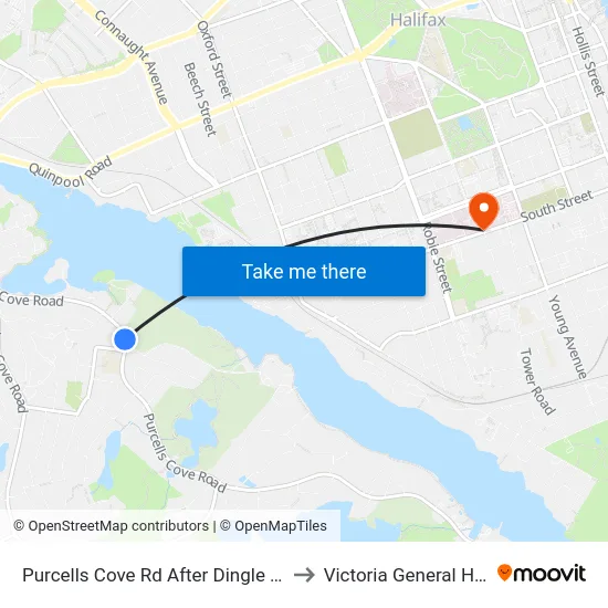 Purcells Cove Rd After Dingle Rd (8118) to Victoria General Hospital map