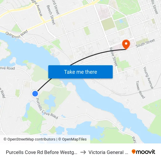 Purcells Cove Rd Before Westgate Dr (8116) to Victoria General Hospital map