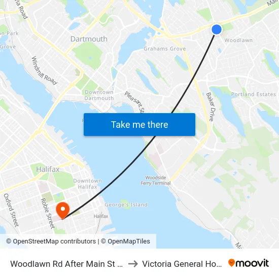 Woodlawn Rd After Main St (8594) to Victoria General Hospital map
