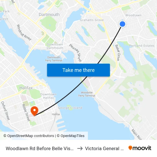 Woodlawn Rd Before Belle Vista Dr (8595) to Victoria General Hospital map