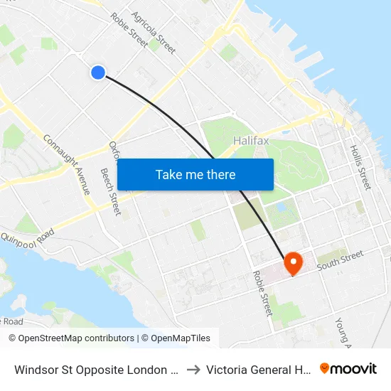 Windsor St Opposite London St (8572) to Victoria General Hospital map
