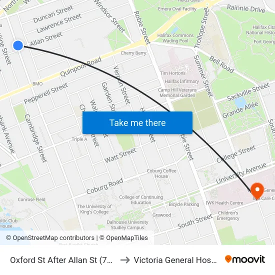 Oxford St After Allan St (7404) to Victoria General Hospital map