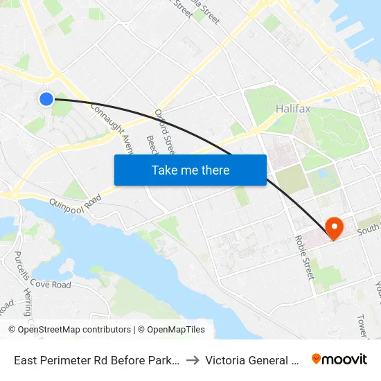 East Perimeter Rd Before Parkade (6620) to Victoria General Hospital map