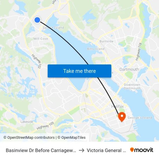 Basinview Dr Before Carriageway Ct (6134) to Victoria General Hospital map