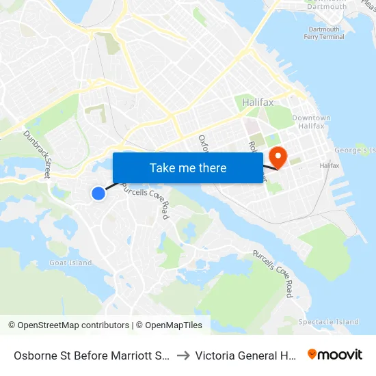 Osborne St Before Marriott St (7397) to Victoria General Hospital map