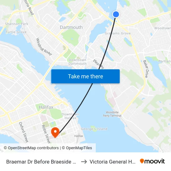 Braemar Dr Before Braeside Ct (6313) to Victoria General Hospital map