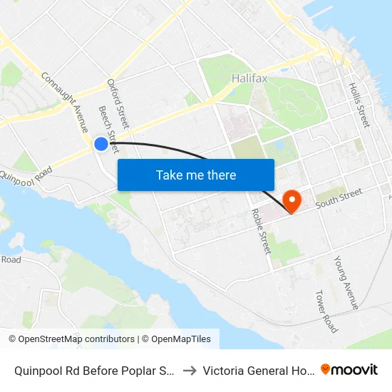 Quinpool Rd Before Poplar St (8146) to Victoria General Hospital map