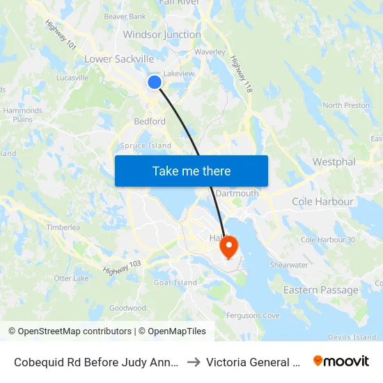 Cobequid Rd Before Judy Anne Ct (6443) to Victoria General Hospital map