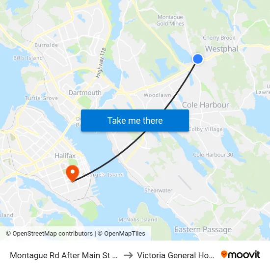 Montague Rd After Main St (7242) to Victoria General Hospital map
