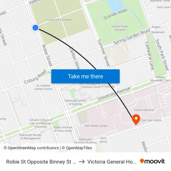 Robie St Opposite Binney St (8219) to Victoria General Hospital map