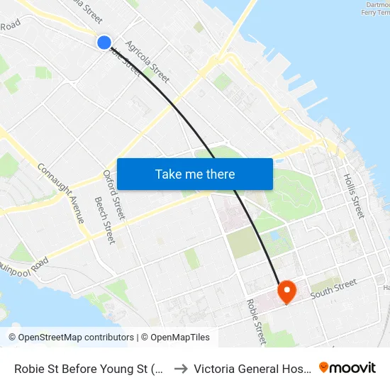 Robie St Before Young St (8218) to Victoria General Hospital map