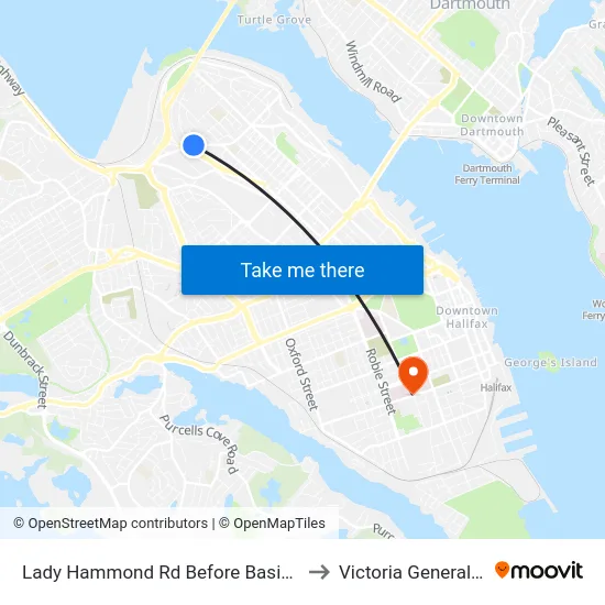 Lady Hammond Rd Before Basinview Dr (7095) to Victoria General Hospital map