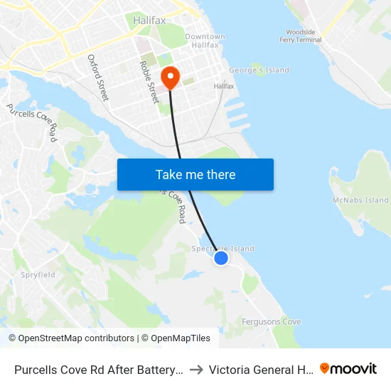 Purcells Cove Rd After Battery Dr (8104) to Victoria General Hospital map