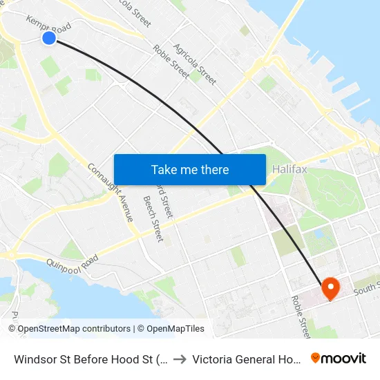 Windsor St Before Hood St (8562) to Victoria General Hospital map