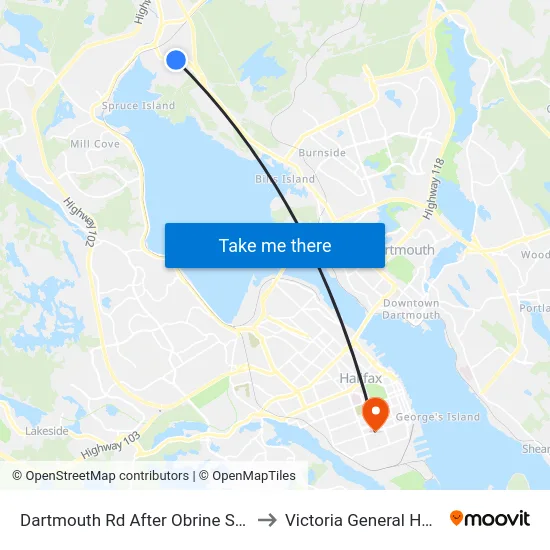 Dartmouth Rd After Obrine St (6554) to Victoria General Hospital map
