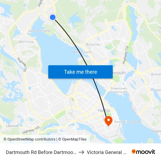 Dartmouth Rd Before Dartmoor Cr (6555) to Victoria General Hospital map