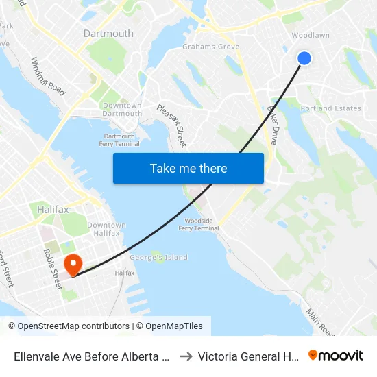 Ellenvale Ave Before Alberta St (6635) to Victoria General Hospital map