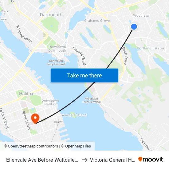 Ellenvale Ave Before Waltdale Dr (6634) to Victoria General Hospital map