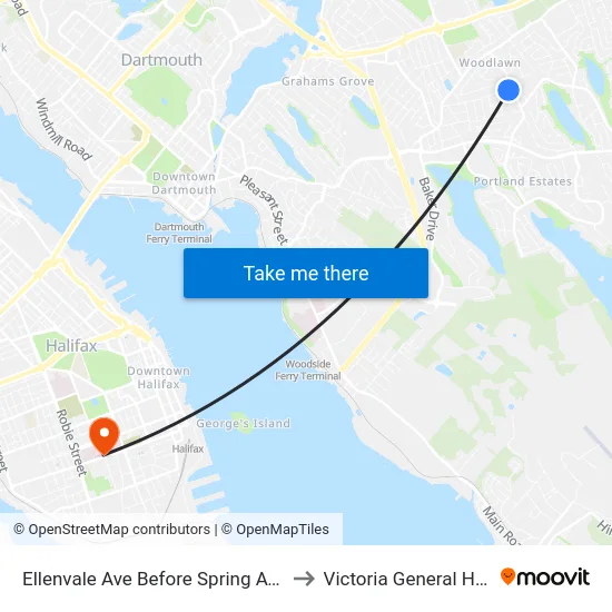 Ellenvale Ave Before Spring Ave (6636) to Victoria General Hospital map