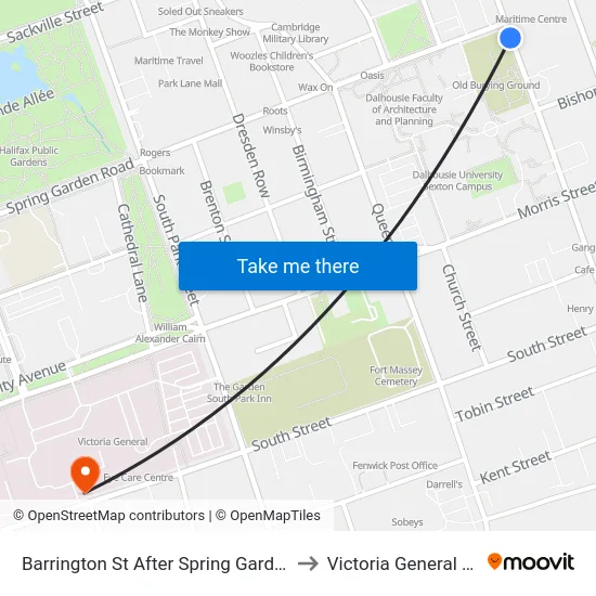 Barrington St After Spring Garden Rd (6124) to Victoria General Hospital map