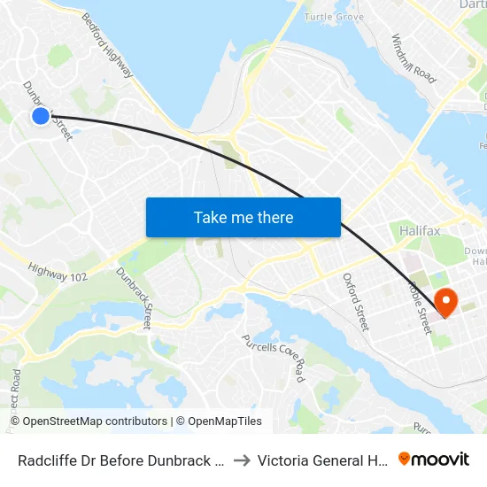 Radcliffe Dr Before Dunbrack St (8156) to Victoria General Hospital map