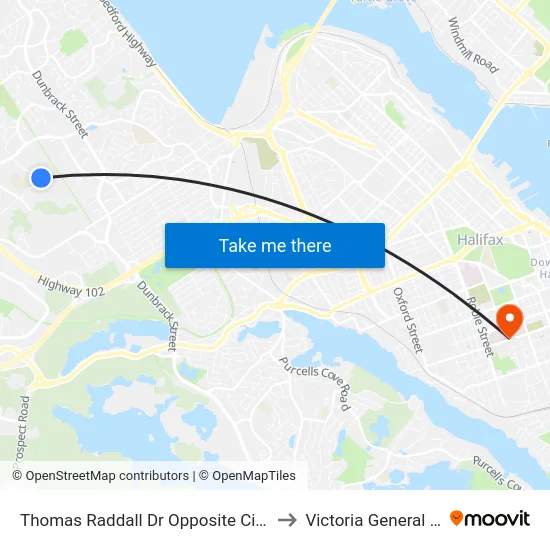 Thomas Raddall Dr Opposite Civic 210 (9087) to Victoria General Hospital map
