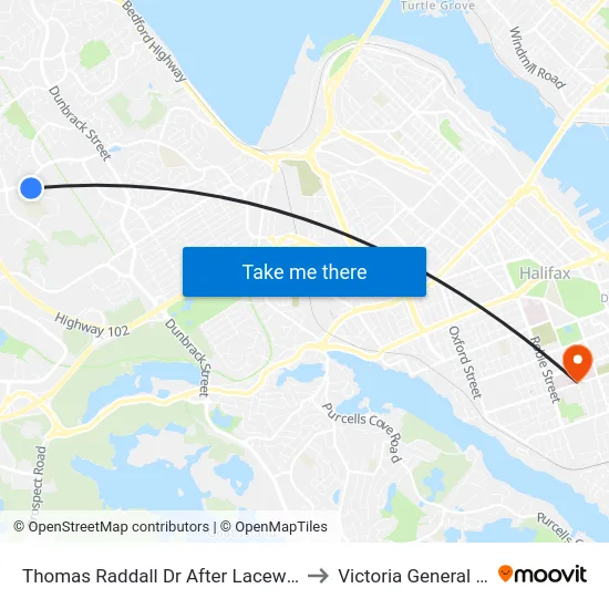 Thomas Raddall Dr After Lacewood Dr (9086) to Victoria General Hospital map