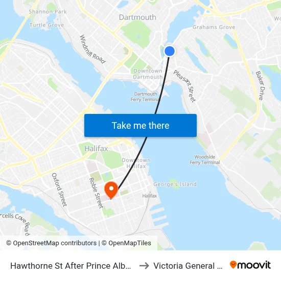 Hawthorne St After Prince Albert Rd (6836) to Victoria General Hospital map