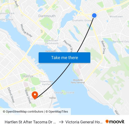 Hartlen St After Tacoma Dr (6835) to Victoria General Hospital map