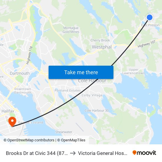 Brooks Dr at Civic 344 (8771) to Victoria General Hospital map